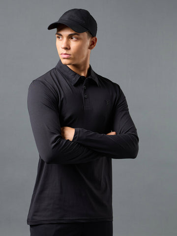 Men Solid Slim Fit Polo T-shirt with COTFLEX