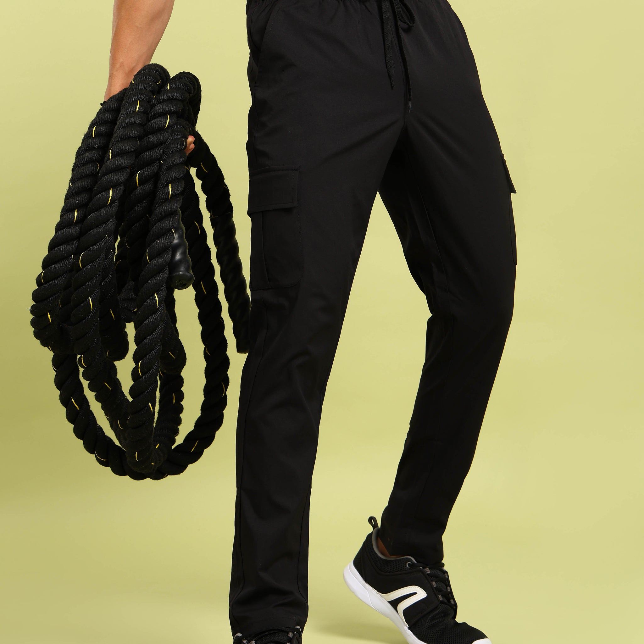 Men Solid Relax Fit Sports Cargo Trackpants with TS FLEXI