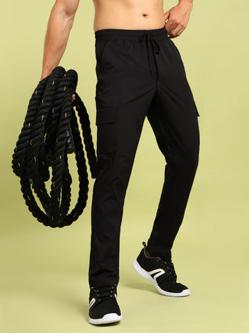 Men Solid Relax Fit Sports Cargo Trackpants with TS FLEXI