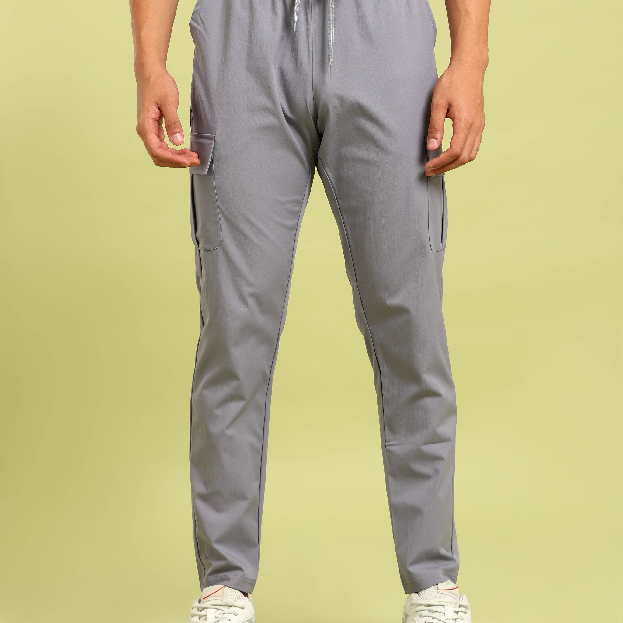 Men Solid Relax Fit Sports Cargo Trackpants with TS FLEXI