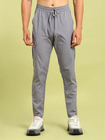 Men Solid Relax Fit Sports Cargo Trackpants with TS FLEXI