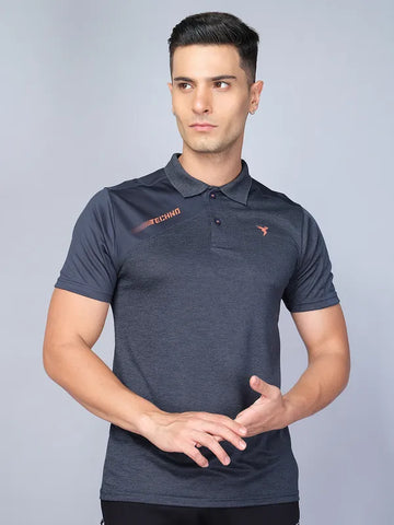 Men Melange Slim Fit Polo T-shirt with DOUBLE COOL