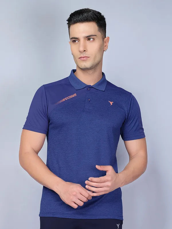 Men Melange Slim Fit Polo T-shirt with DOUBLE COOL