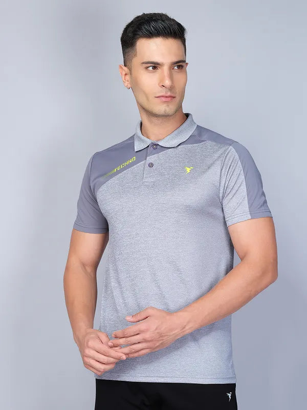 Men Melange Slim Fit Polo T-shirt with DOUBLE COOL