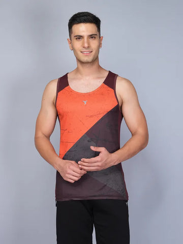 Men Printed Slim Fit Scoop Neck Innerwear Vest with TECHNO COOL