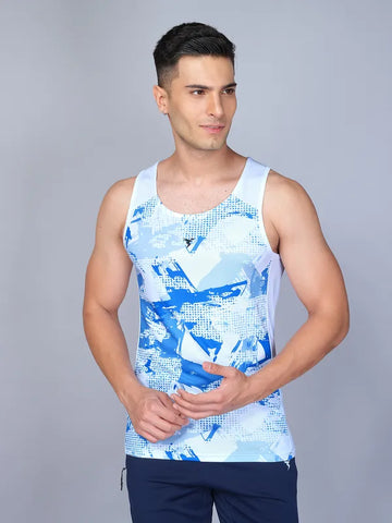 Men Printed Slim Fit Scoop Neck Innerwear Vest with TECHNO COOL