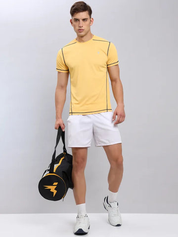 Men Solid Slim Fit Crew Neck T-shirt with TECHNO COOL+