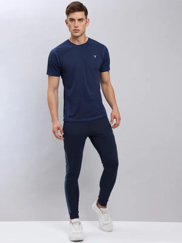 Men Solid Slim Fit Crew Neck T-shirt with TECHNO COOL+