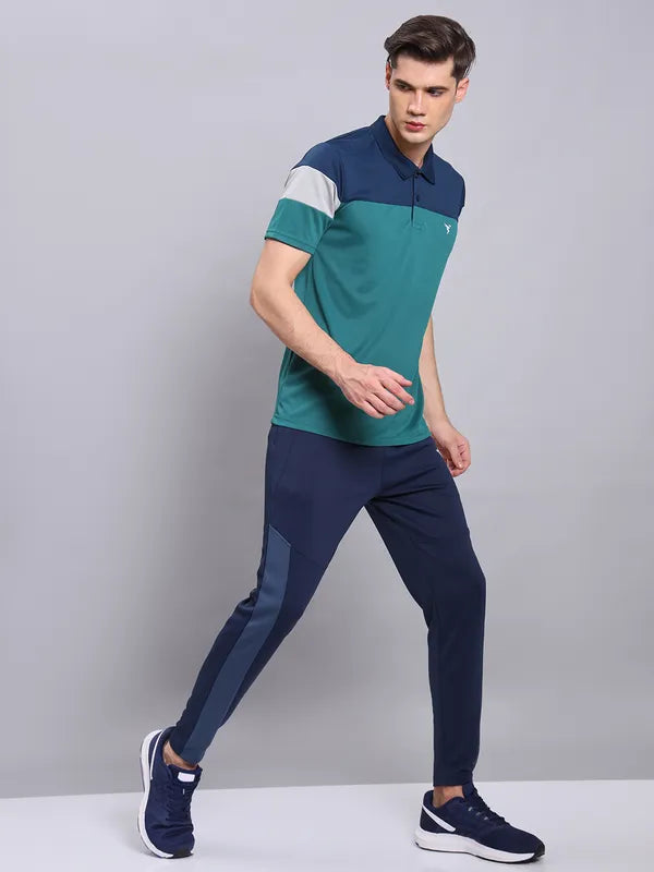 Men Colorblock Slim Fit Polo T-shirt with TECHNO COOL+