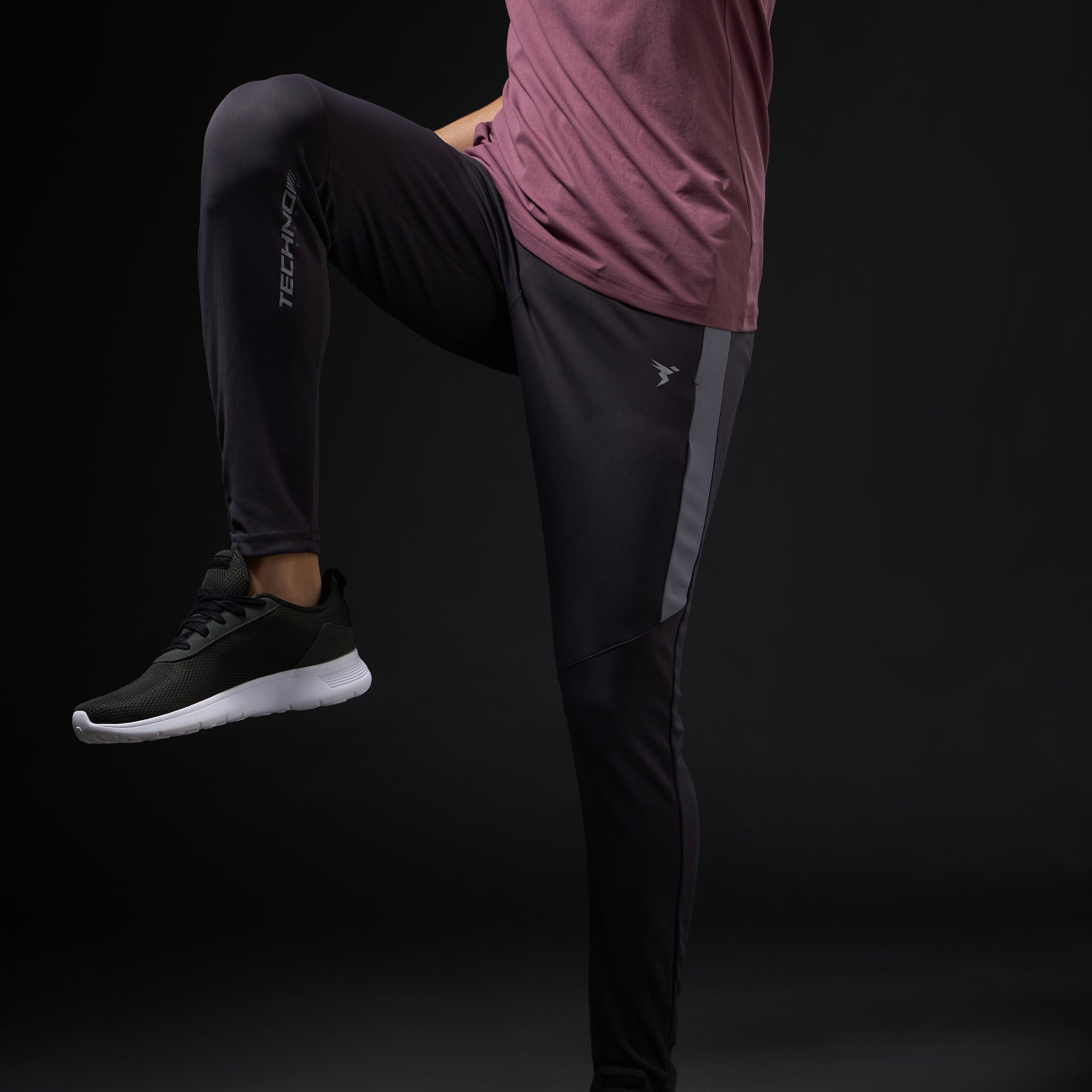 Men Solid Slim Fit Trackpants with TECHNO DRY