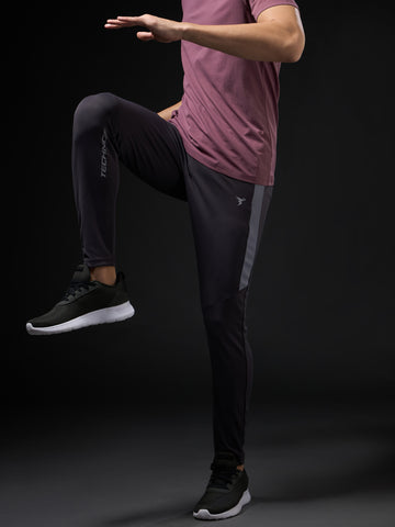 Men Solid Slim Fit Trackpants with TECHNO DRY