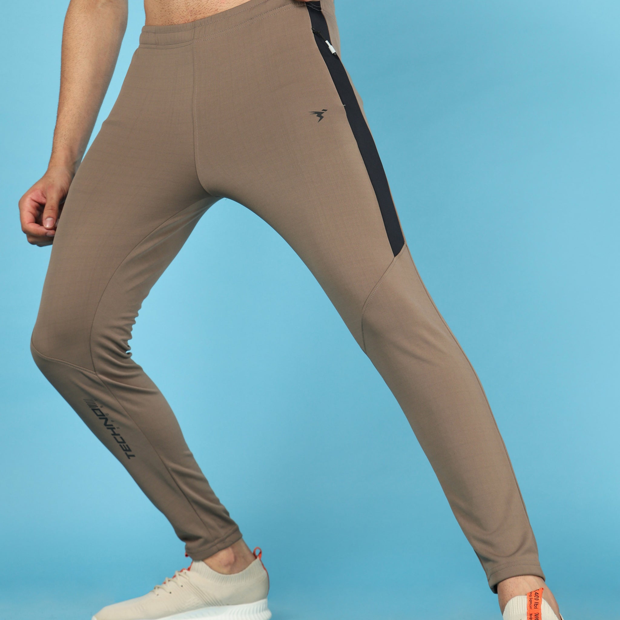 Men Solid Slim Fit Trackpants with TECHNO DRY