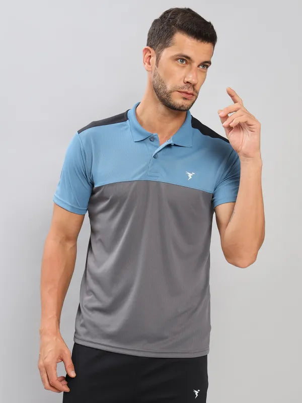 Men Colorblock Slim Fit Polo T-shirt with TECHNO COOL+