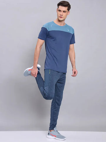 Men Colorblock Slim Fit Crew Neck T-shirt with TECHNO COOL+