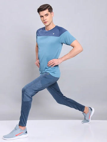 Men Colorblock Slim Fit Crew Neck T-shirt with TECHNO COOL+