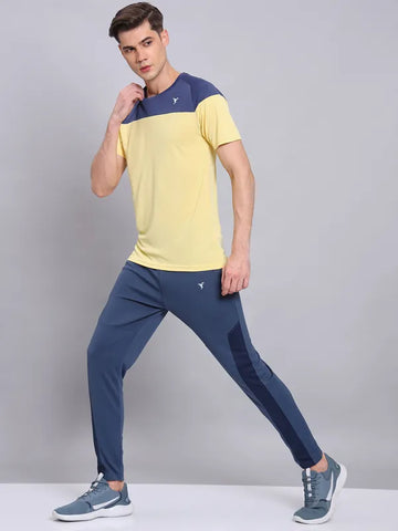 Men Colorblock Slim Fit Crew Neck T-shirt with TECHNO COOL+