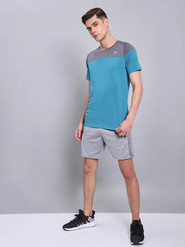 Men Colorblock Slim Fit Crew Neck T-shirt with TECHNO COOL+