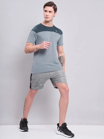 Men Colorblock Slim Fit Crew Neck T-shirt with TECHNO COOL+