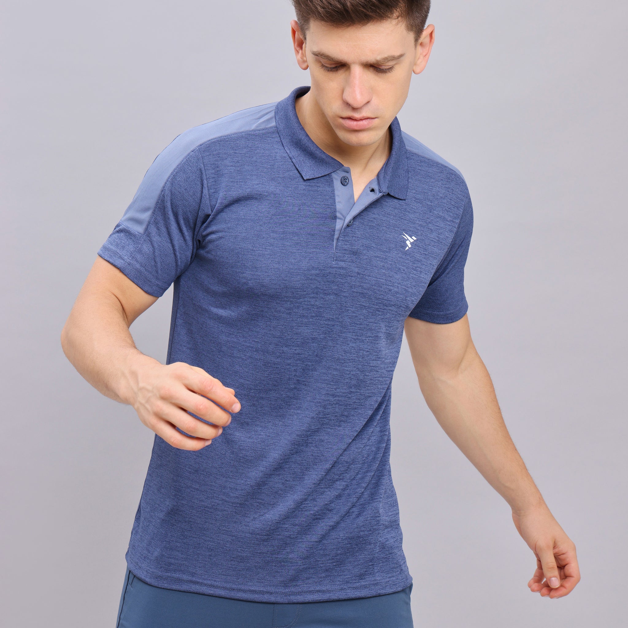 Men Melange Slim Fit Polo T-shirt with DOUBLE COOL