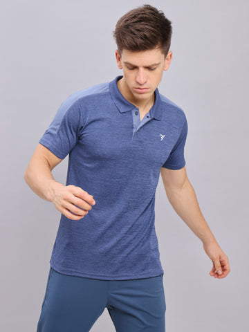 Men Melange Slim Fit Polo T-shirt with DOUBLE COOL