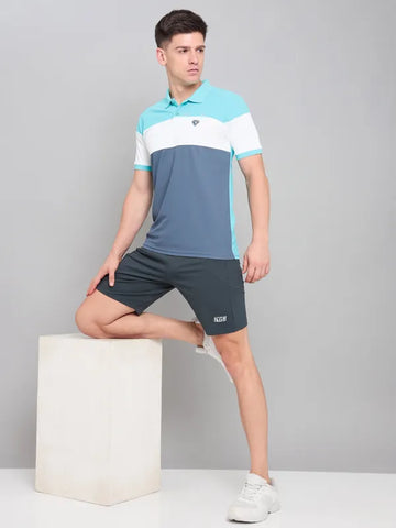 Men Colorblock Slim Fit Polo T-shirt with MATPIQ