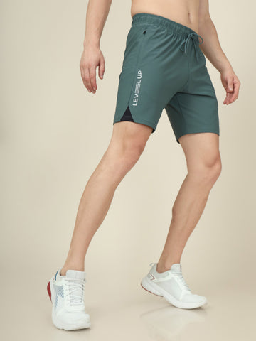 Men Solid Slim Fit Shorts with ELASTO LITE