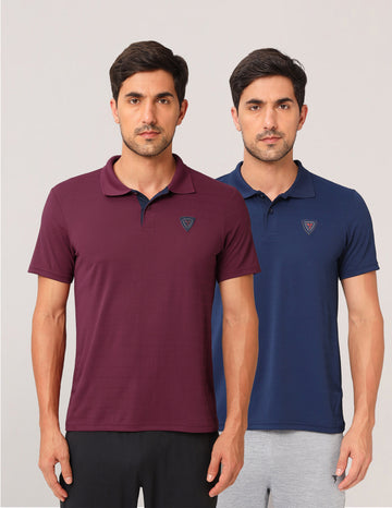 Men Self Design Slim Fit Polo T-shirt with AIRTEX STRIPES (Pack of 2)