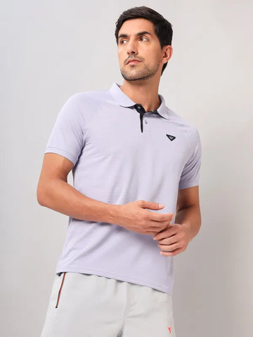 Men Self Design Slim Fit Polo T-shirt with MATPIQ