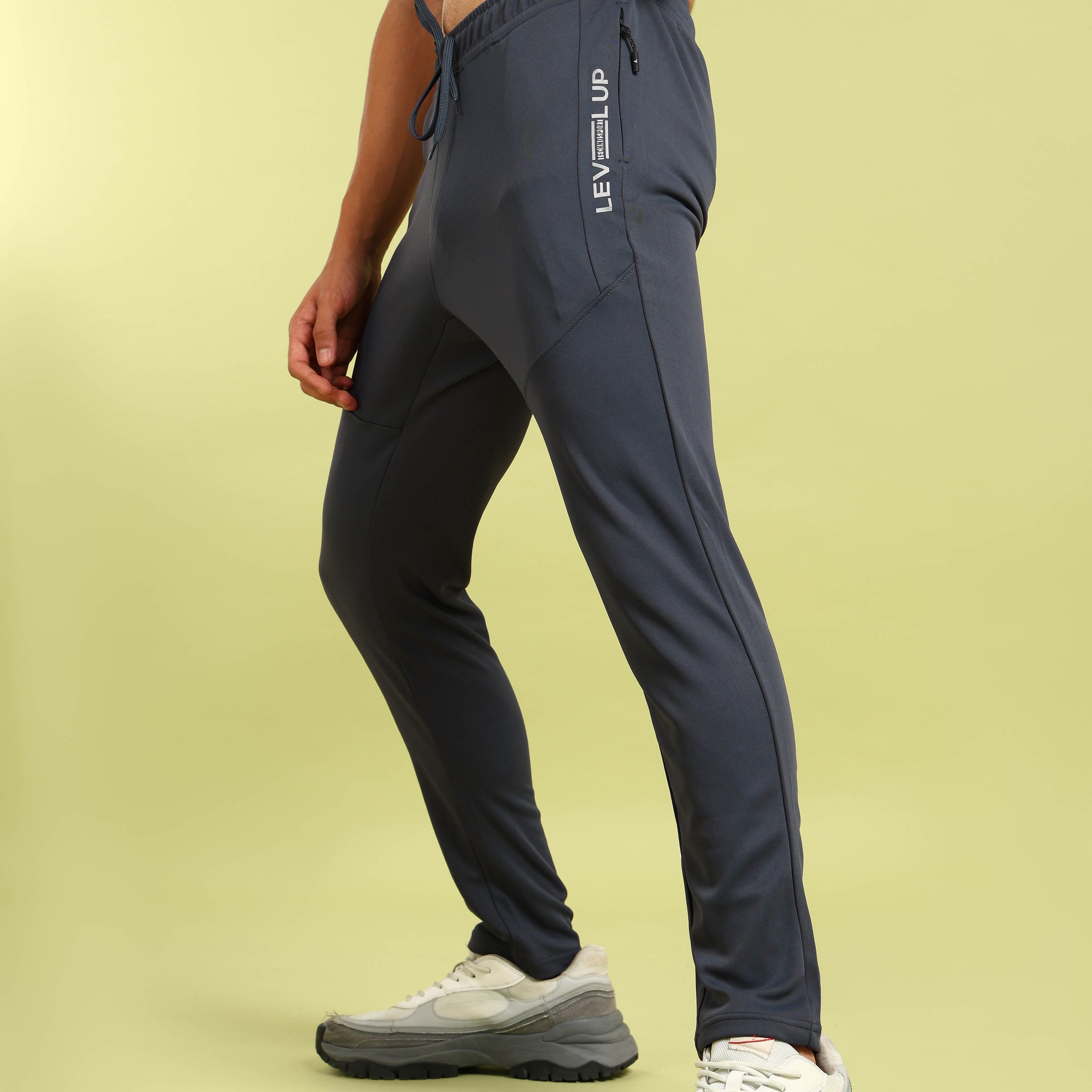 Men Solid Slim Fit Trackpants with TECHNO DRY