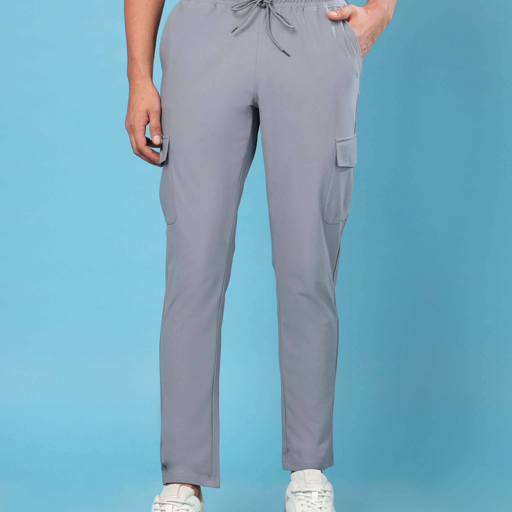 Men Solid Relax Fit Cargo Trackpants with DURACOOL+