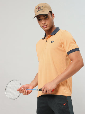 Men Solid Slim Fit Polo Sports T-shirt with MATPIQ