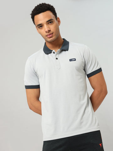 Men Solid Slim Fit Polo Sports T-shirt with MATPIQ