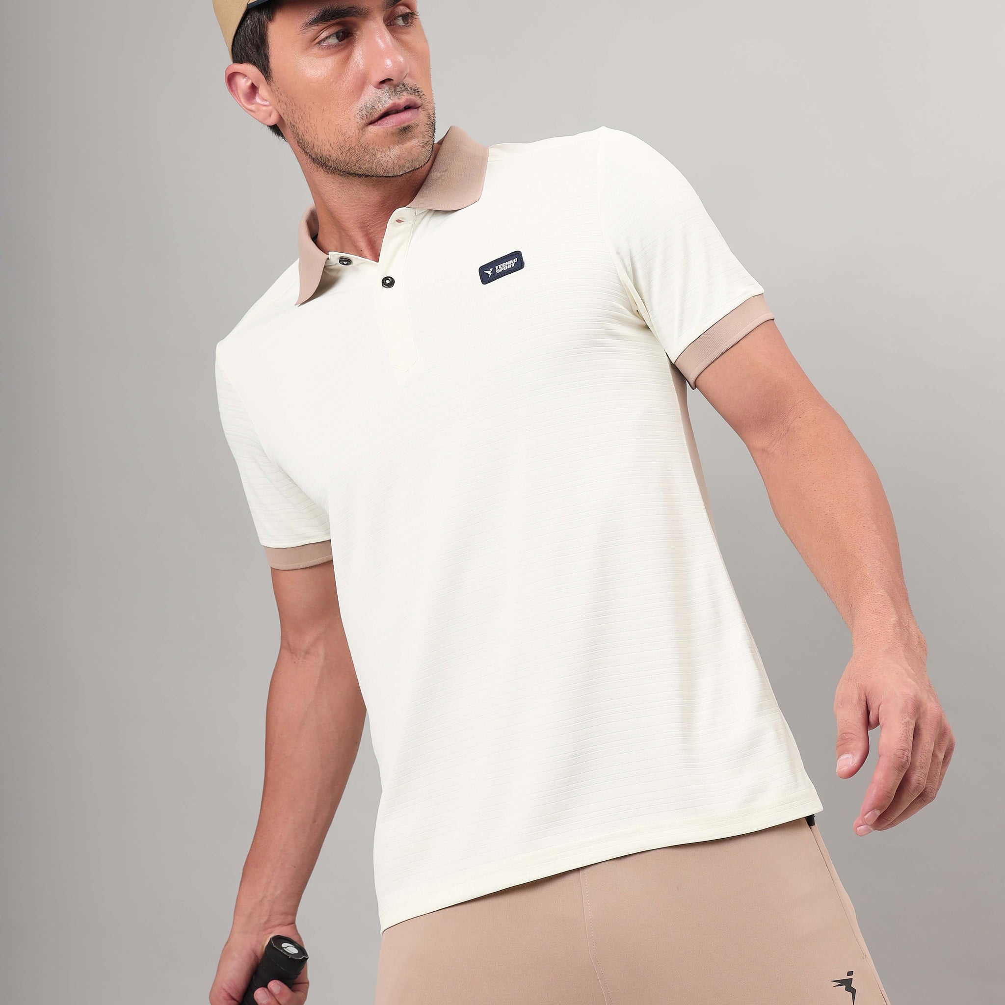 Men Solid Slim Fit Polo Sports T-shirt with MATPIQ