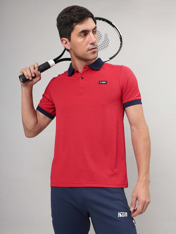 Men Solid Slim Fit Polo Sports T-shirt with MATPIQ