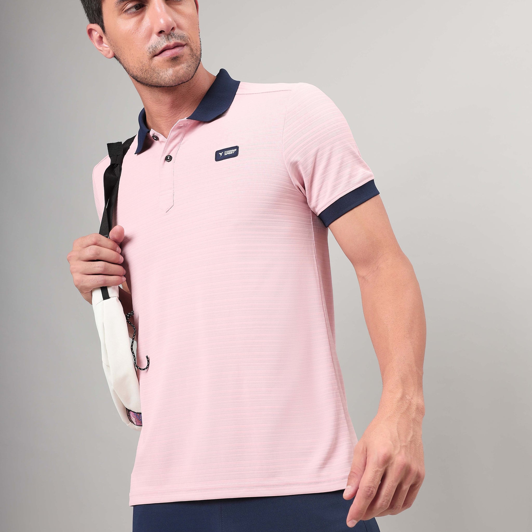 Men Solid Slim Fit Polo Sports T-shirt with MATPIQ