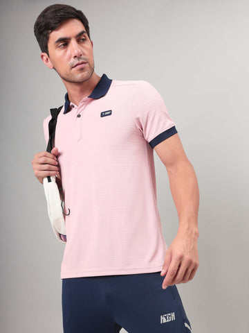 Men Solid Slim Fit Polo Sports T-shirt with MATPIQ