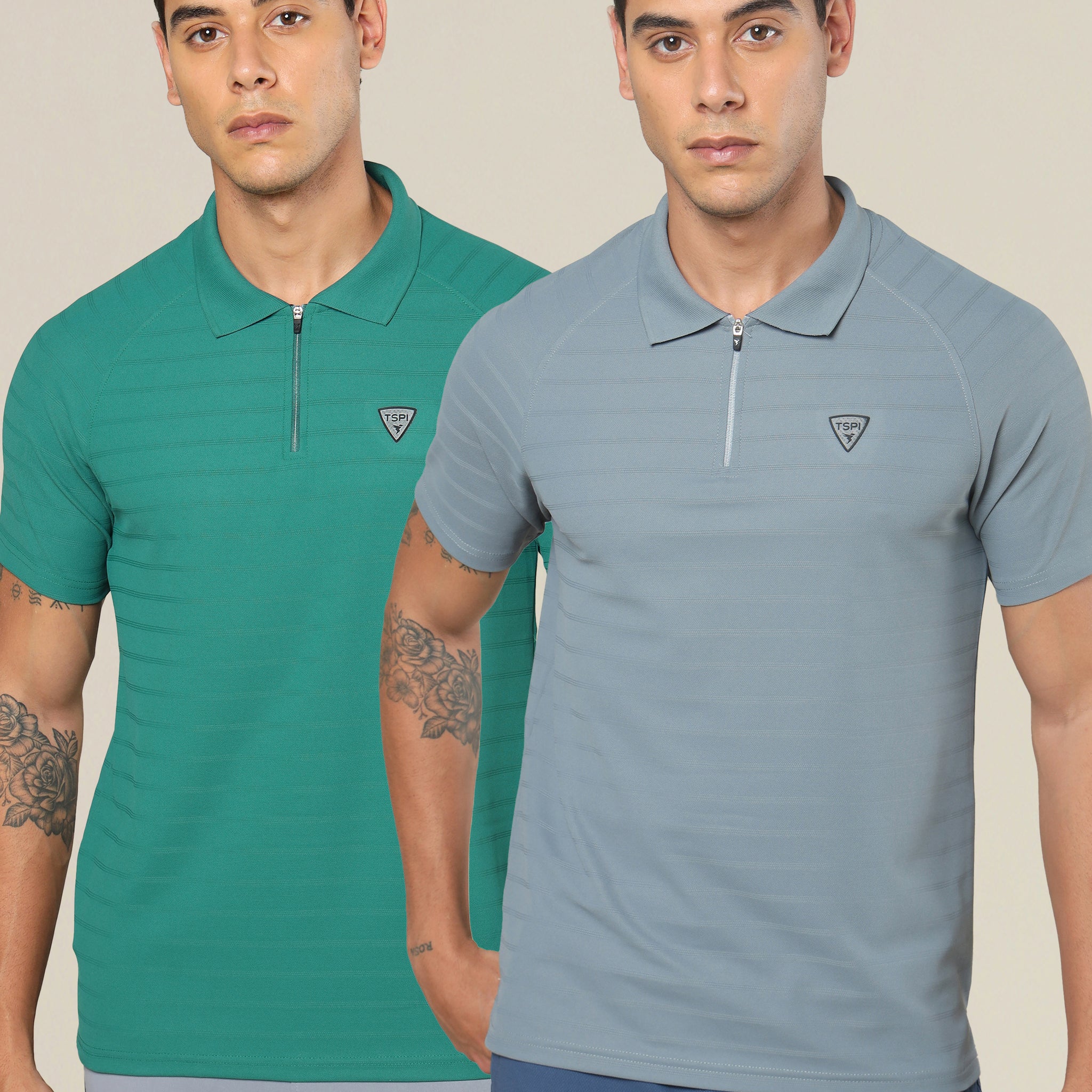 Men Self Design Regular Fit Combo of 2 Polo T-shirt