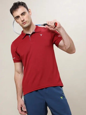 Men Solid Slim Fit Polo T-shirt with TECHNO COOL+