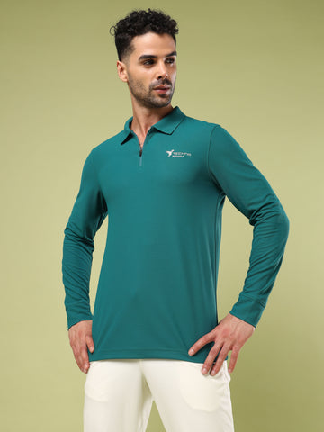 Men Solid Slim Fit Polo Sports T-shirt with MATPIQ