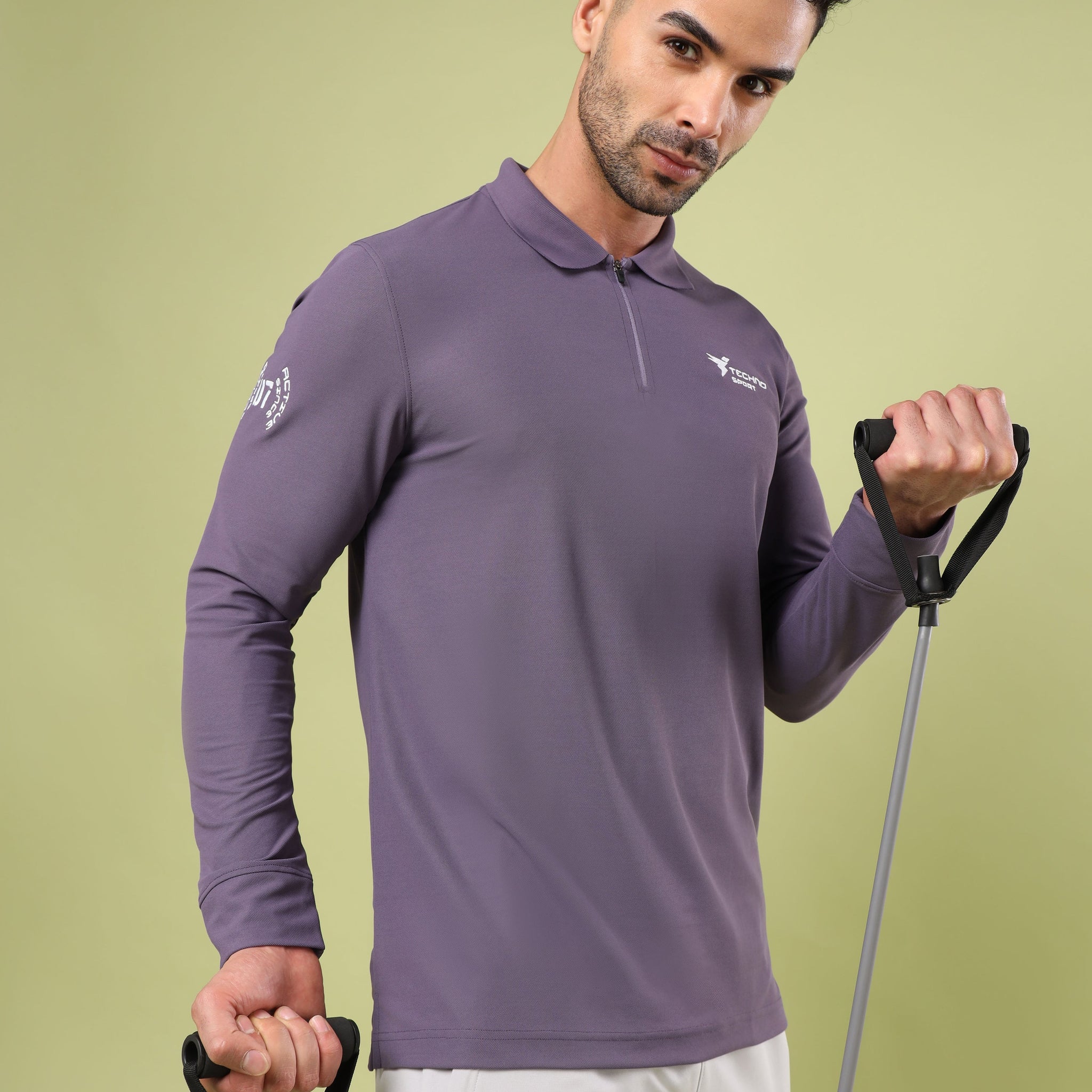 Men Solid Slim Fit Polo Sports T-shirt with MATPIQ