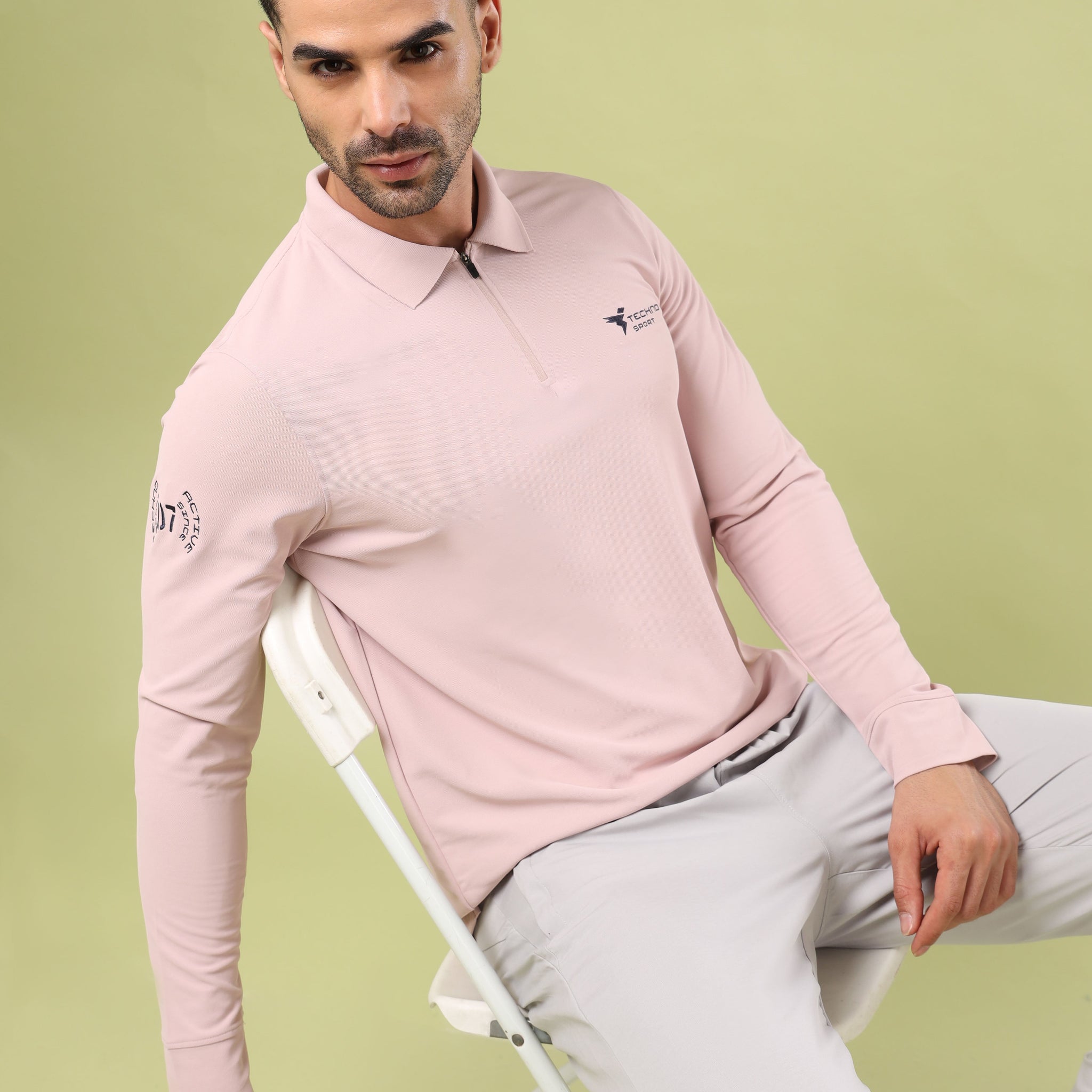 Men Solid Slim Fit Polo Sports T-shirt with MATPIQ