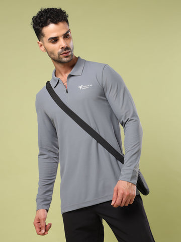 Men Solid Slim Fit Polo Sports T-shirt with MATPIQ