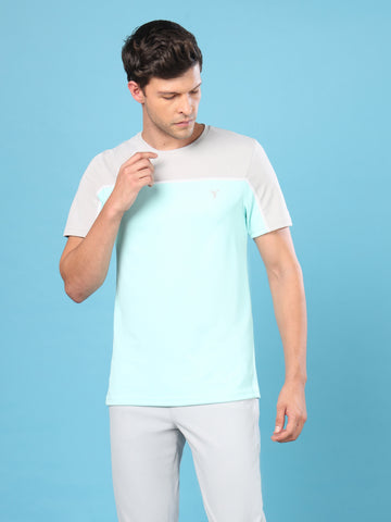 Men Colorblock Slim Fit Crew Neck T-shirt with TECHNO COOL+