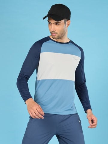 Men Colorblock Slim Fit Crew Neck T-shirt with TECHNO COOL+