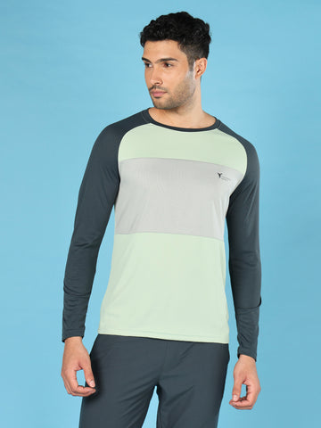 Men Colorblock Slim Fit Crew Neck T-shirt with TECHNO COOL+