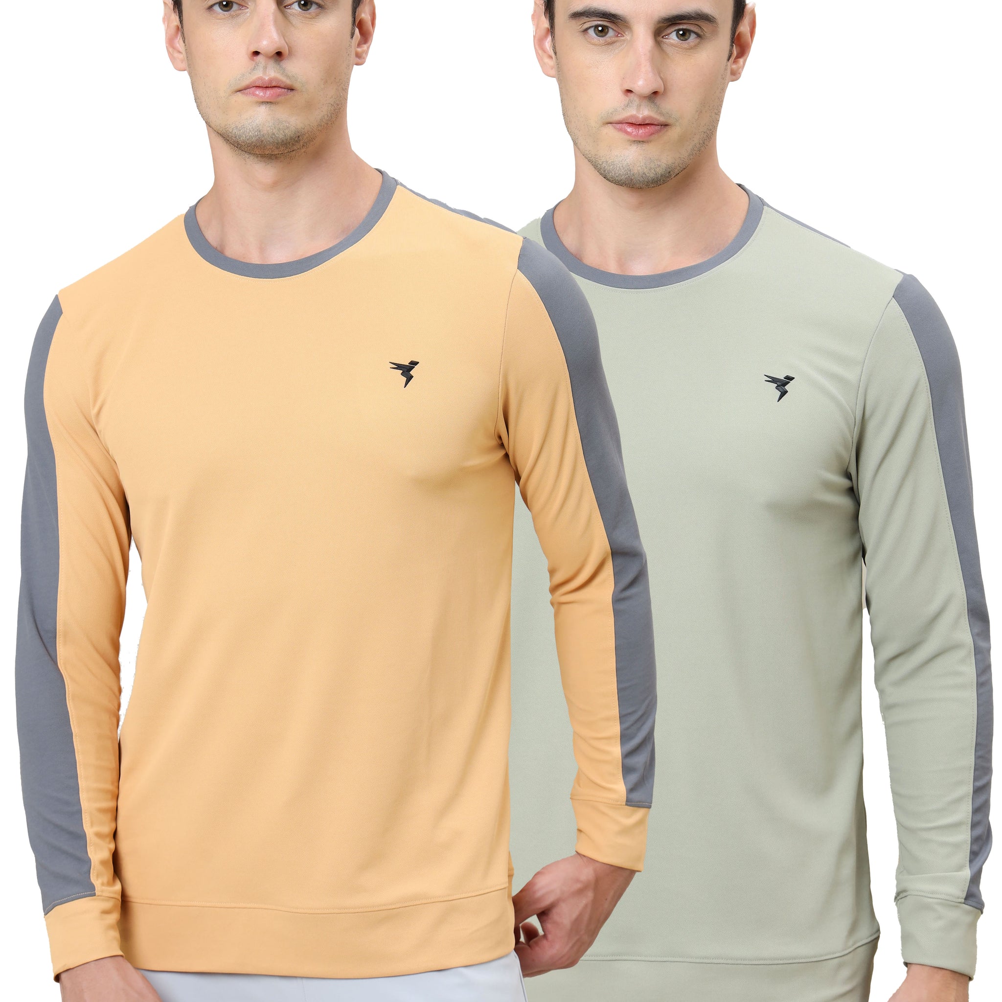 Men Colorblock Slim Fit Crew Neck T-shirt with MATPIQ (Pack of 2)