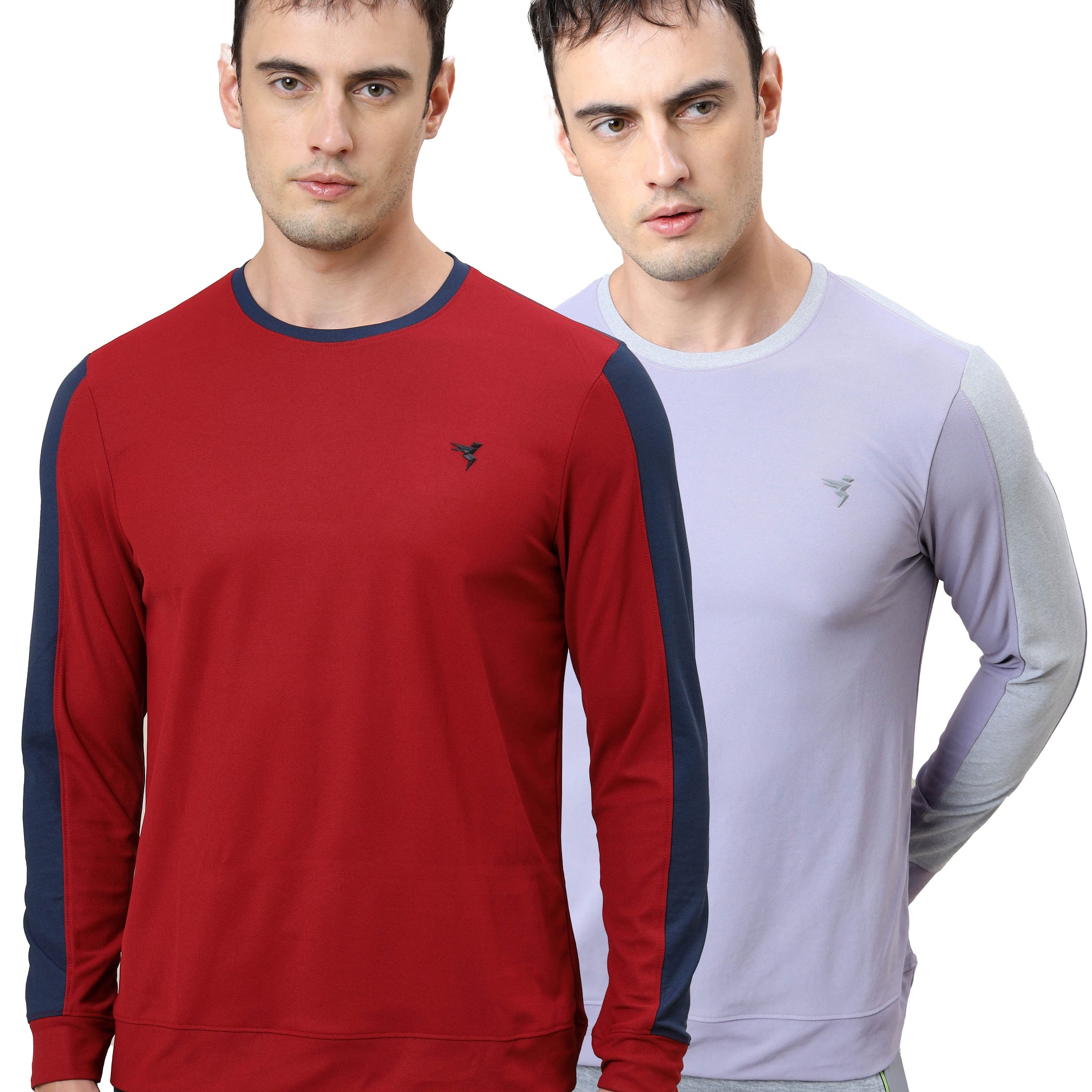 Men Colorblock Slim Fit Crew Neck T-shirt with MATPIQ (Pack of 2)