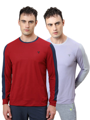 Men Colorblock Slim Fit Crew Neck T-shirt with MATPIQ (Pack of 2)