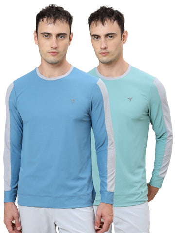 Men Colorblock Slim Fit Crew Neck T-shirt with MATPIQ (Pack of 2)