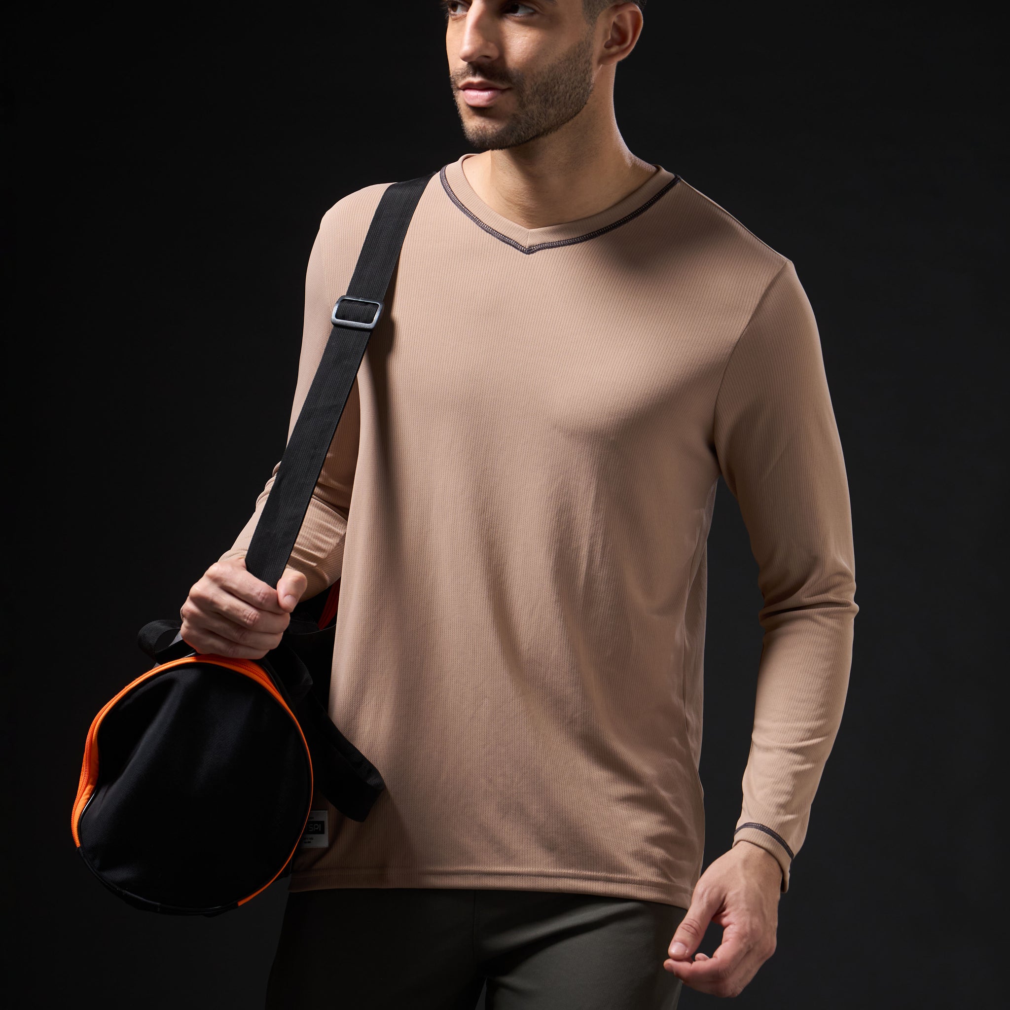 Men Solid Slim Fit V Neck Sports T-shirt with TECHNOCOOL+